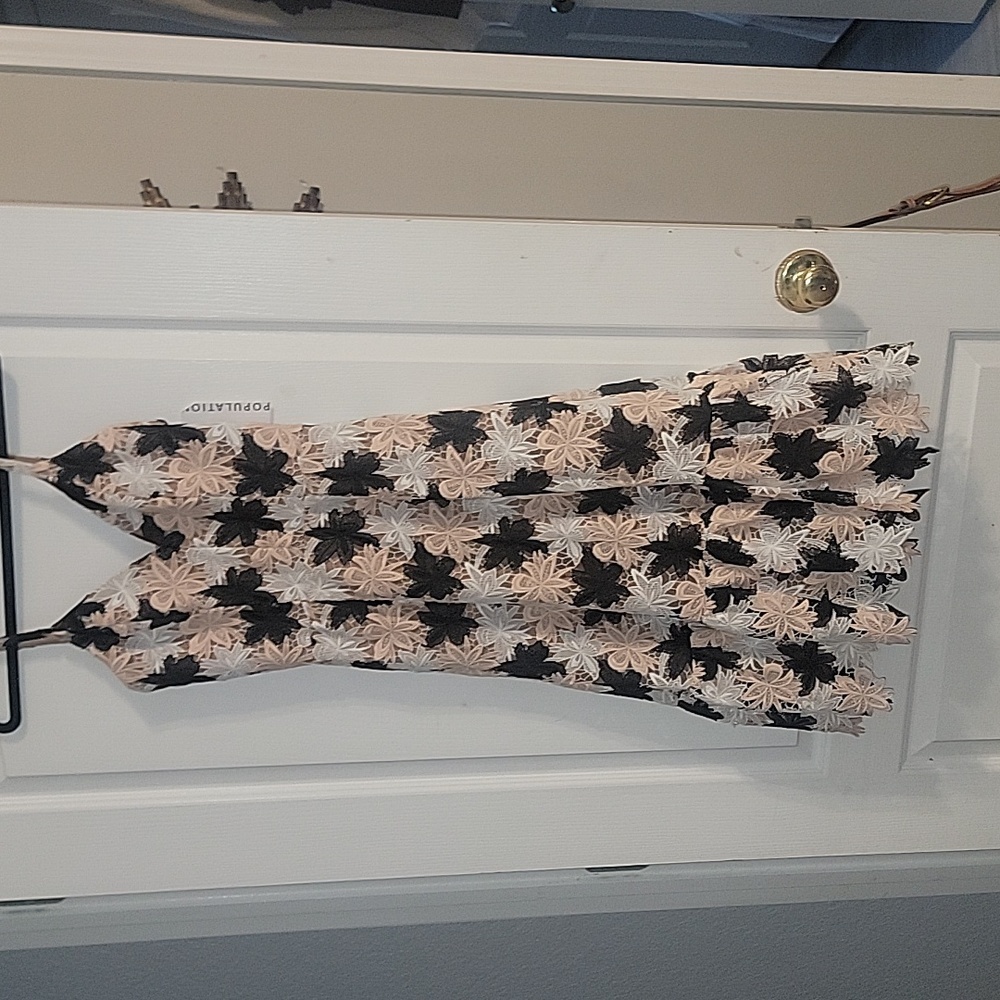 Dress the population chantal black multi lace dress sample
